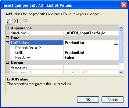 ADF List of Values Component