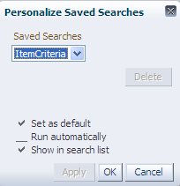 Personalized saved search dialog