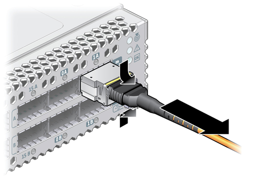 image:Illustration shows the InfiniBand cable being removed.