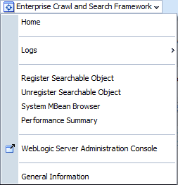 Enterprise Crawl and Search Framework target menu