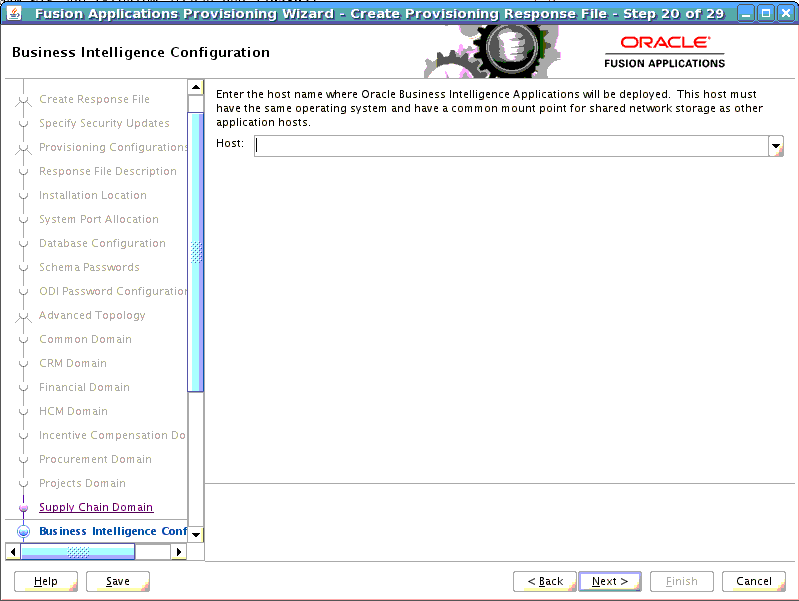 Business Intelligence Configuration Screen: Described in surrounding text.