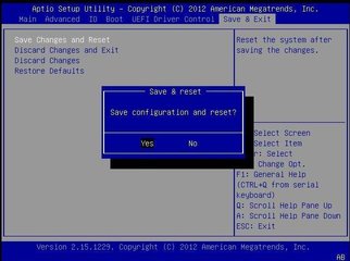 image:This figure shows the settings on the BIOS Save and Exit screen.