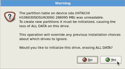 image:Oracle Linux 5 Partitioning Error screen.