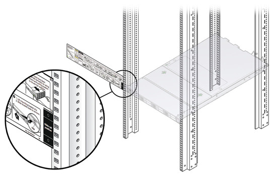 image:Figure showing the installation card being used for rackmount location.