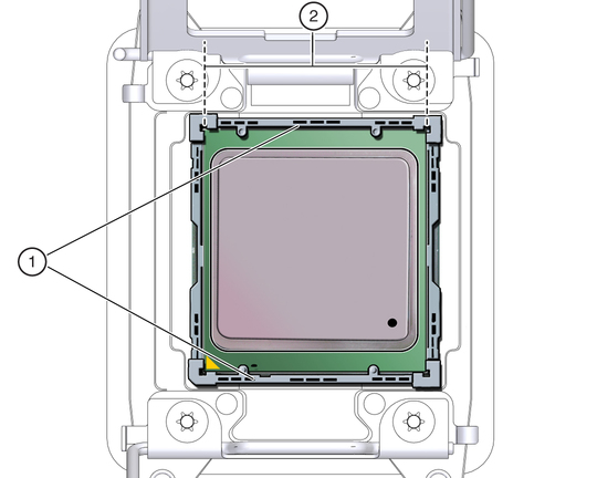 image:Graphic showing a smaller processor installed in a motherboard processor socket.