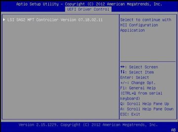 image:Screen showing the LSI SAS2 MPT Controller menu option.