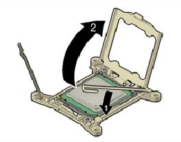 image:An illustration showing how to open the processor retaining frame.