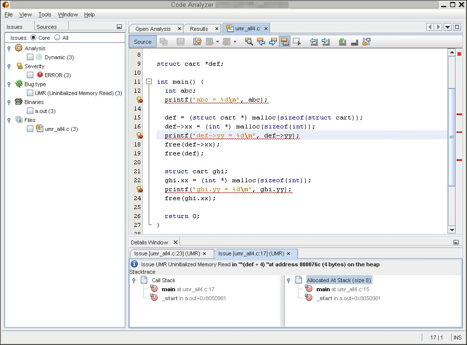 image:Screenshot of Code Analyzer GUI with Variable Names