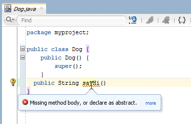 Source editor displayed with skeleton class definition. Students add 