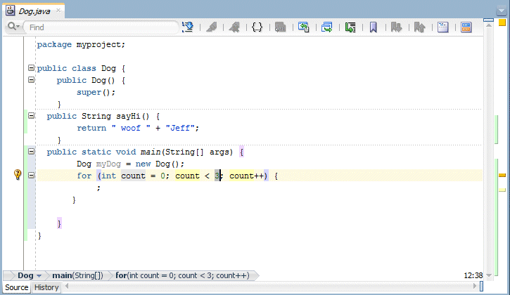 Source editor with 3rd instance of 'count' replaced by '3'.
