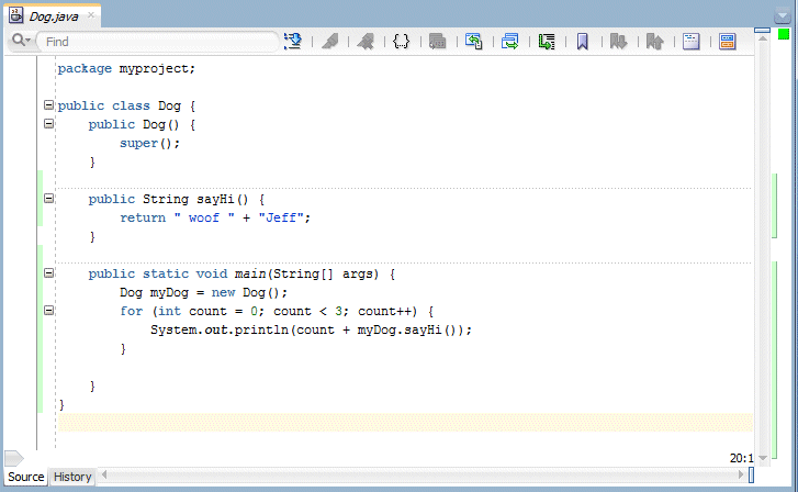 Source editor with reformatted code.
