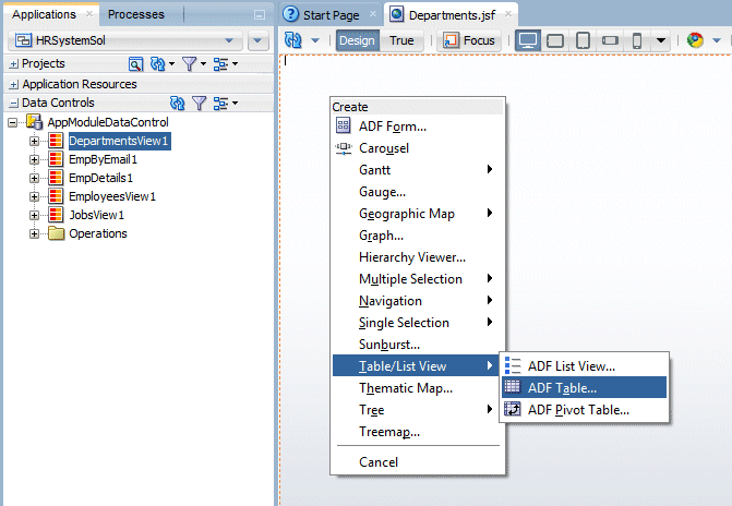 App navigator with ViewController project selected and New menu option selected in context menu.