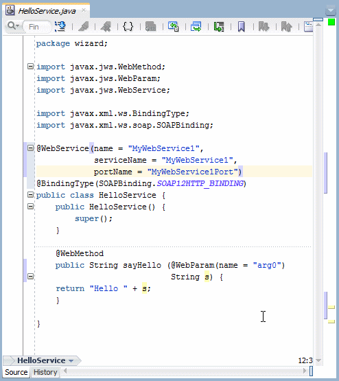 java editor with completed class