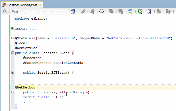 java code editor with complete annotation