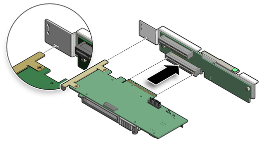 image:Figure showing how to install the internal HBA card in to slot 4. 