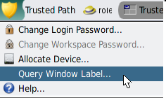 image:그래픽은 Query Window(창 쿼리) 메뉴 항목에서 커서가 있는 Trusted Path(신뢰할 수 있는 경로) 메뉴를 보여 줍니다.