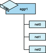 image:이 그림에서는 aggr1 링크의 블록을 보여줍니다. 링크 블록의 물리적 인터페이스 3개는 net0–net2 순입니다.