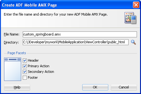 The ADF Mobile XML page is in View Controller.
