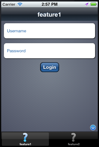 The login page in a web view.