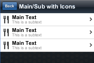 List view with icons and with sublist