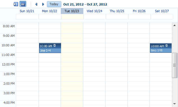 Calendar Configured to Use Only Week and Day Views