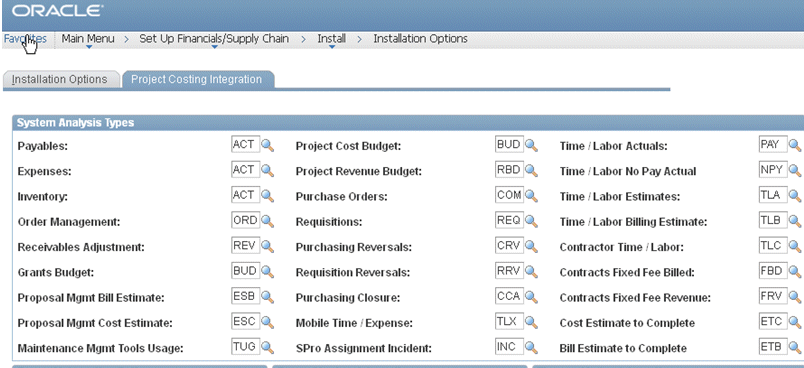 Project Costing Integration