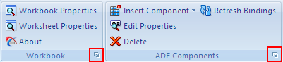 ADFデスクトップ統合の作業ウィンドウのランチャ・ボタン