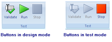 「Oracle ADF」タブの「実行」および「停止」ボタン