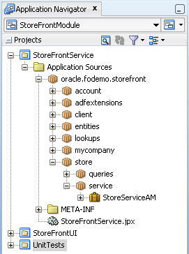 StoreFrontServiceデータ・モデル・プロジェクト