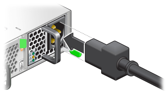 image:Figure shows the power cord being installed.