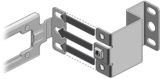 image:Figure shows sliding the telco adapter fingers over the rack slide flange.