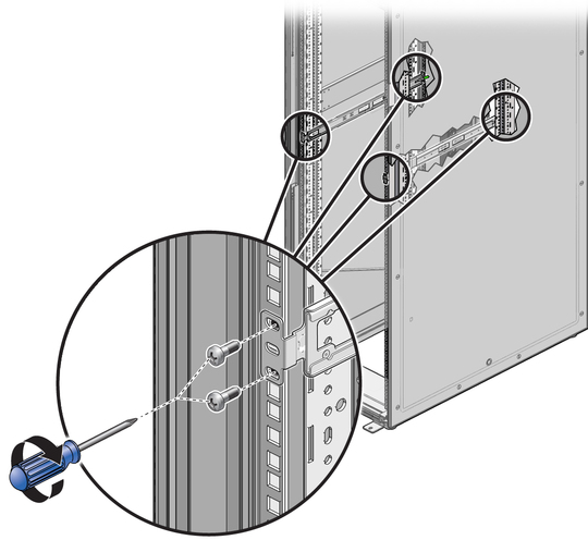 image:Figure shows installing the rack slide assemblies.