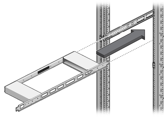 image:Figure shows aligning the switch to the rack slide.