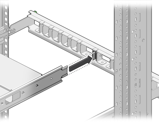 image:Figure shows sliding the switch into the rack.