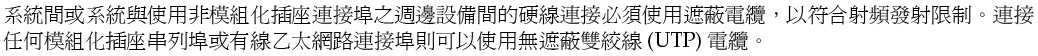 Graphic showing the Traditional Chinese translation of the Shielded Cables statement.
