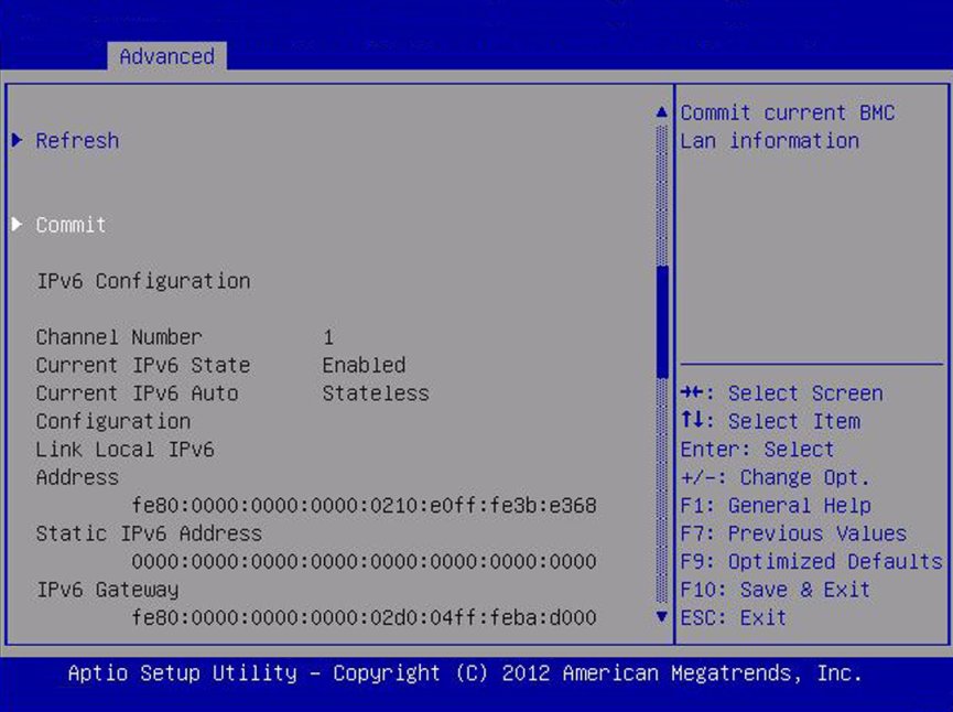 image:Screen capture showing the Commit current BMC LAN information                         screen