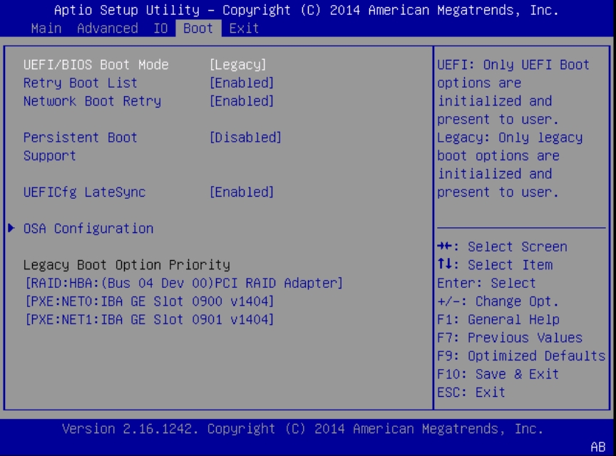 image:A screen capture showing the legacy mode Boot BIOS screen.