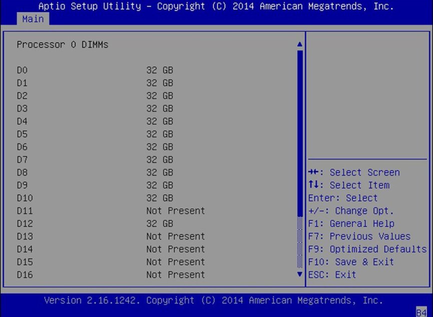 image:A screen capture showing Processor 0 DIMM information.