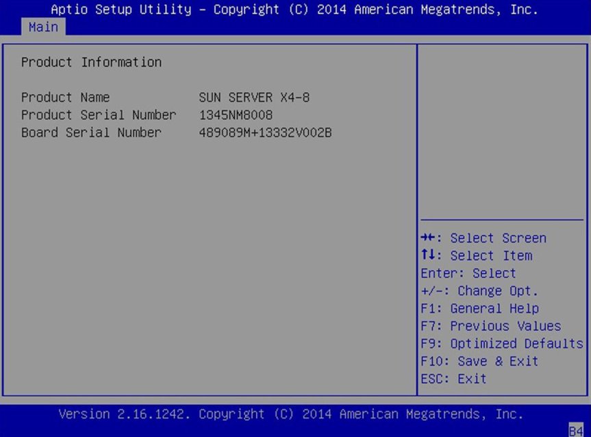 image:A screen capture showing the Product Information screen.