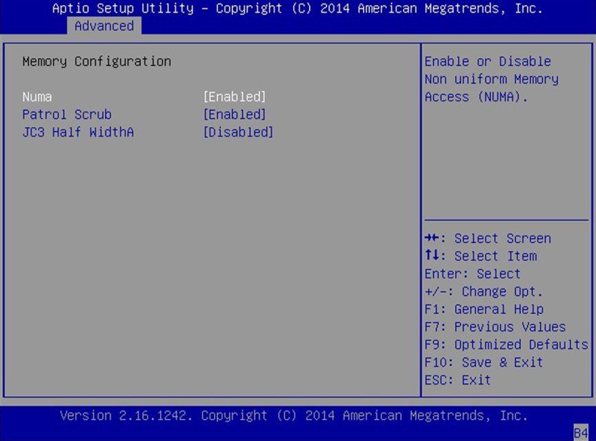 image:A screen capture showing the Memory Configuration screen.