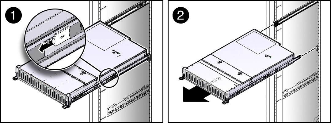 image:Figure showing the storage server being removed from the                         chassis.
