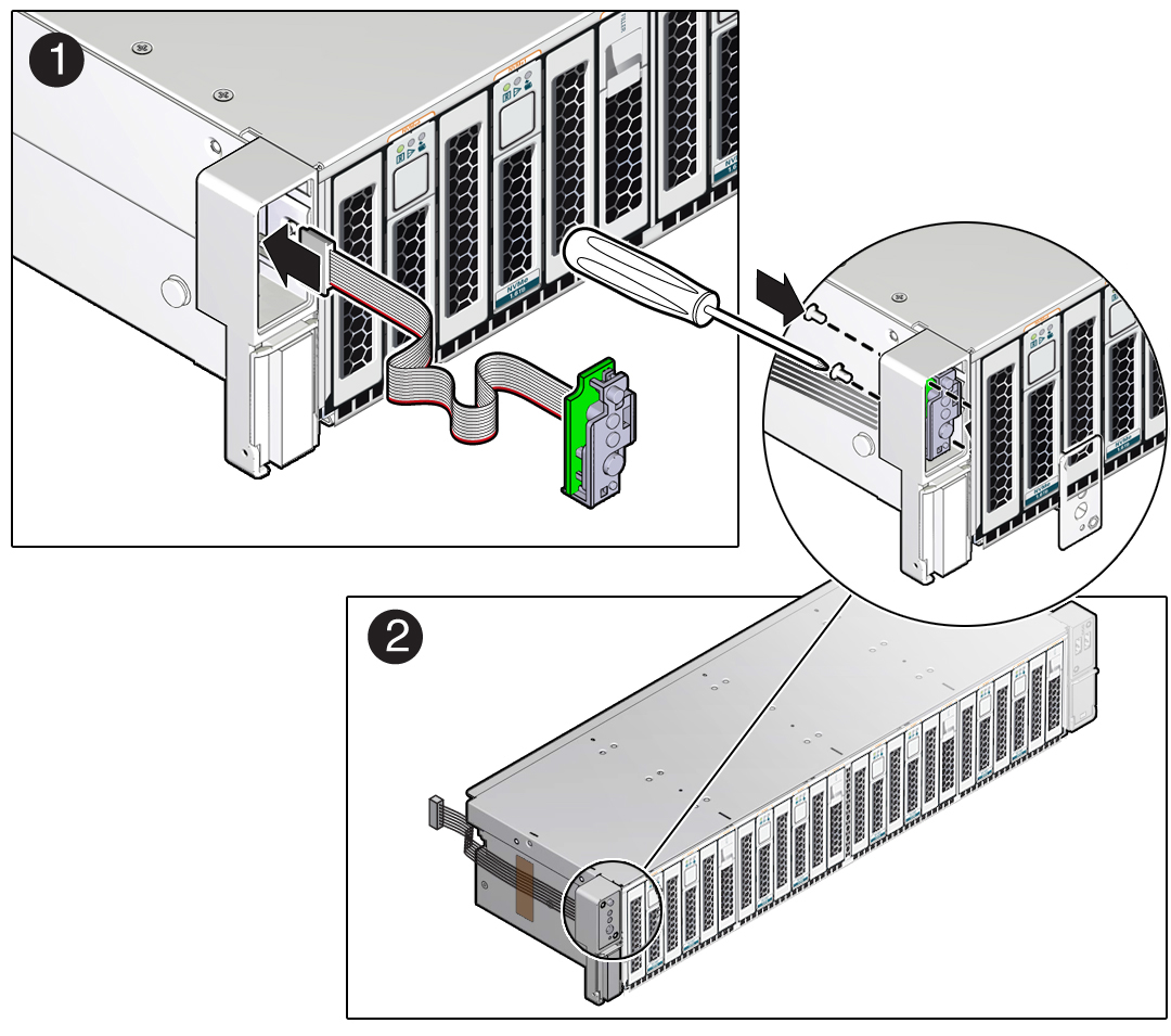 image:Figure showing the installation of the left LED indicator                               module.