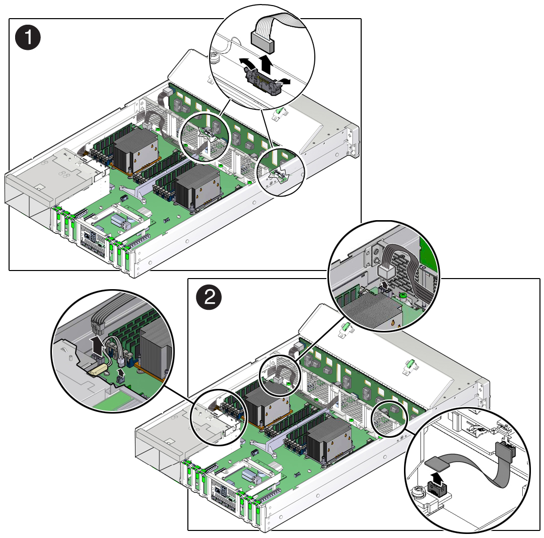 image:Figure showing cables being disconnected from the motherboard                         assembly.
