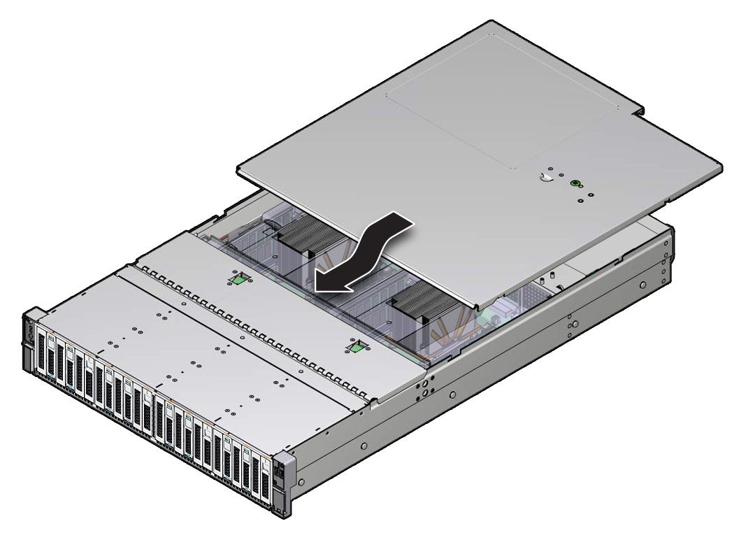 image:Figure showing the storage server top cover being installed.