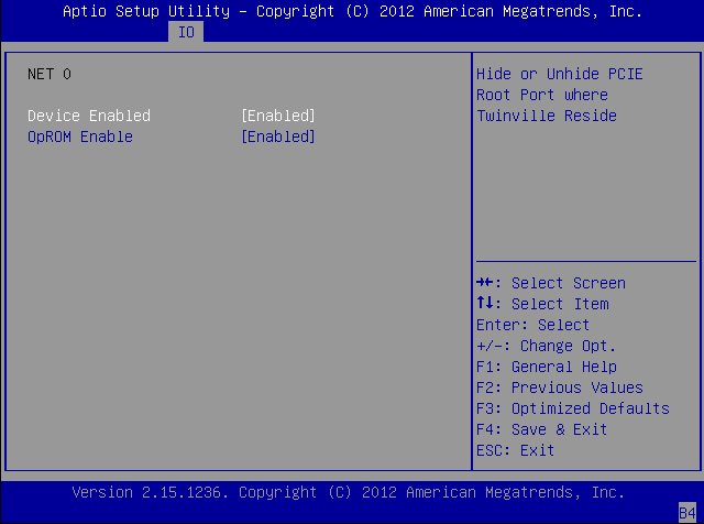 image:This figure shows the BIOS Option ROM settings within the IO                         Menu.