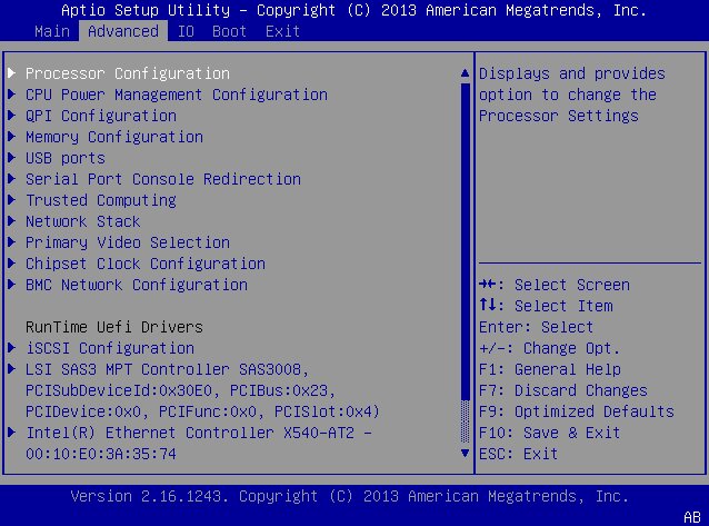 image:This figure shows the BIOS Advanced Menu image.