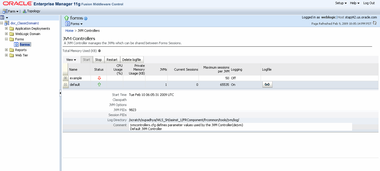 JVM Controller Page
