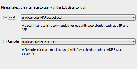Choose EJB Interfaceダイアログ