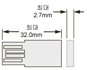 image:지원되는 USB 플래시 드라이브의 물리적 규격을 보여주는 그림입니다.