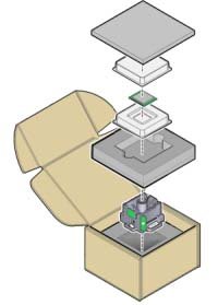 image:取り外し/挿入ツールを含め、パッケージングからのプロセッサの取り外し方法を示す図。
